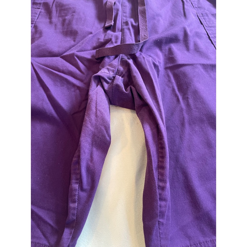 Butter-Soft Stretch Scrub Pants Womens 2X Purple Cargo Drawstring Elastic Waist - Picture 7 of 12